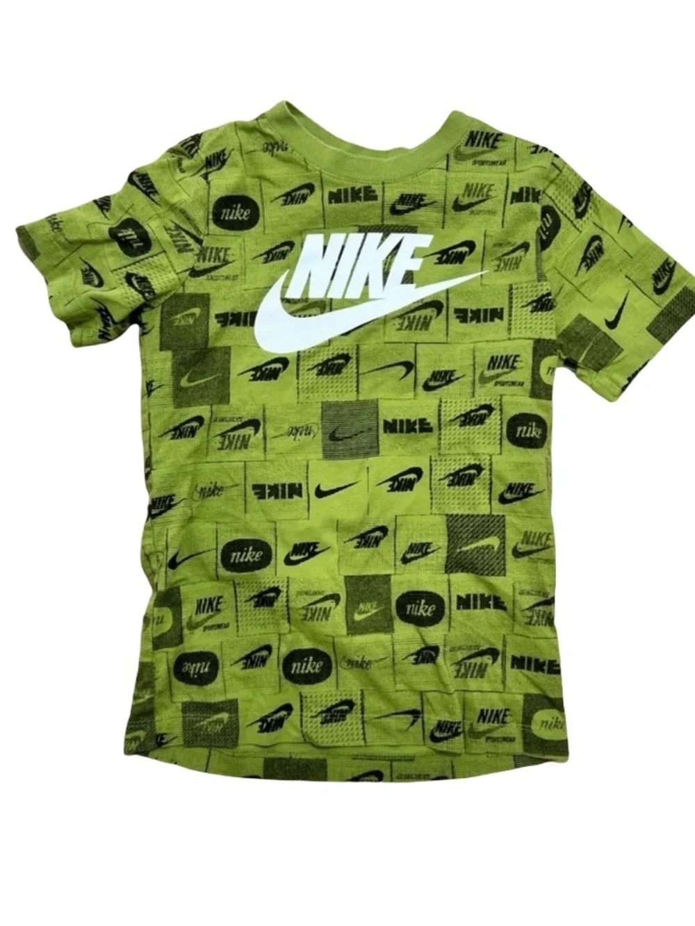 Nike Boys Green Graphic Logo Tee Shirt Size Small Athletic Sportswear S